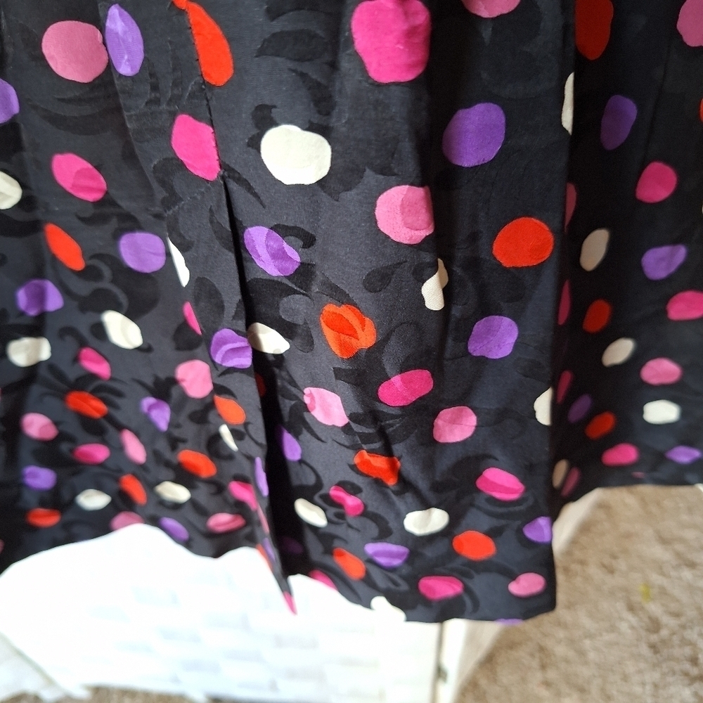 Vintage Couture St. Gillian Elegant Black Polka-Dot Multi Silk Dress - Picture 4 of 7